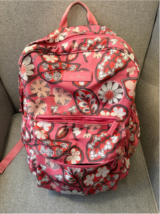 Vera Bradley Handbags - Women's Vera Bradley Backpack One Size Pink White Floral Pattern
